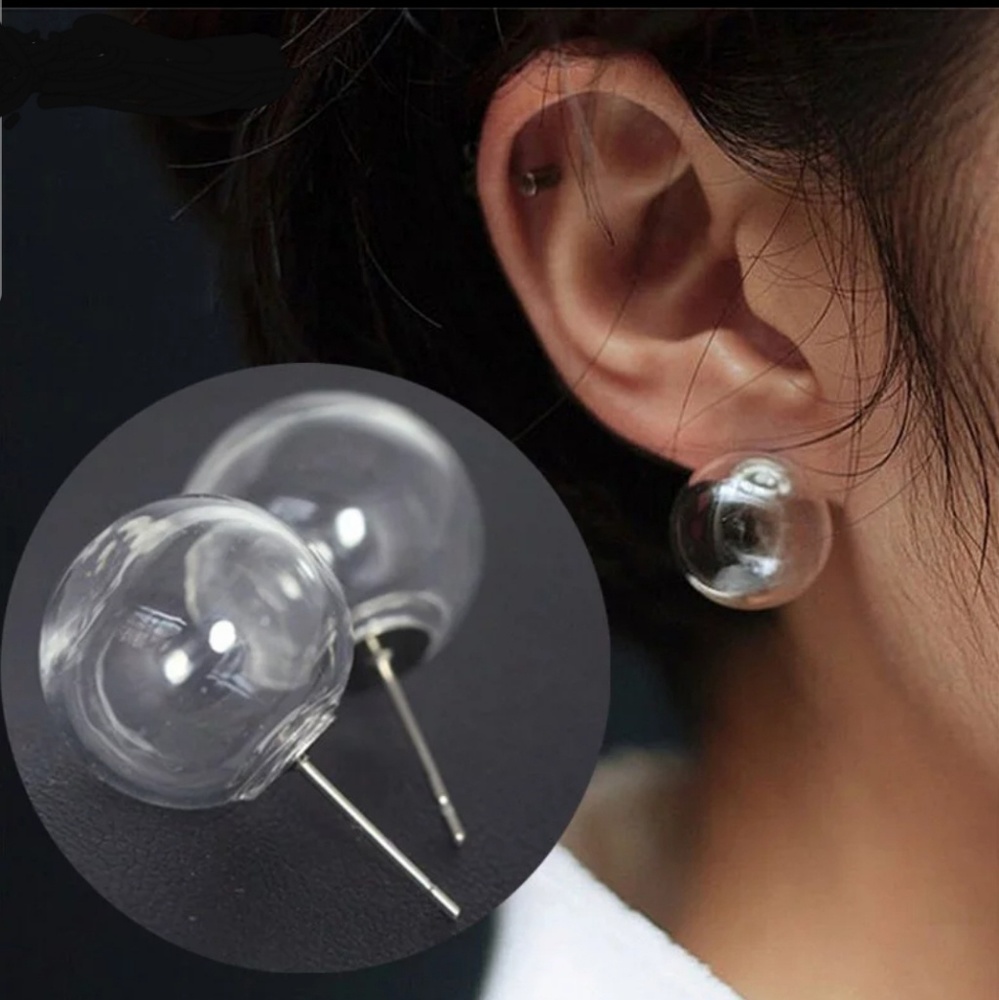 Transparent Glass Bubble Stud Earrings